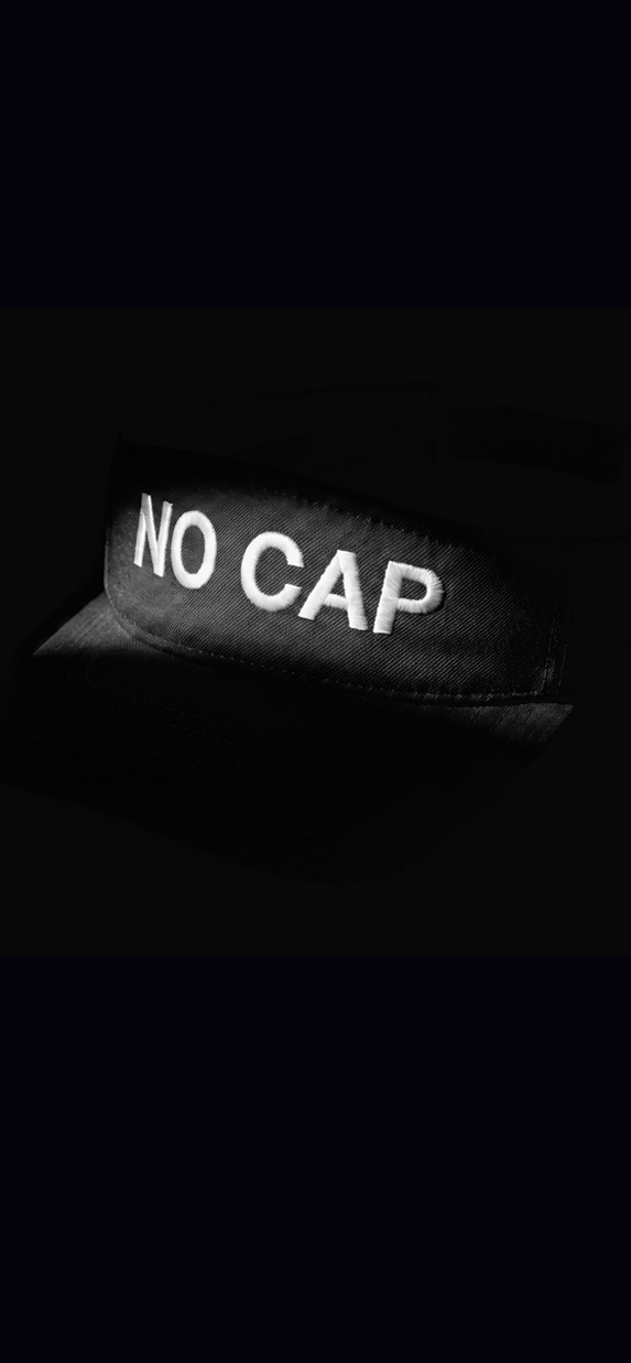 Black NO CAP hat, Shadow view